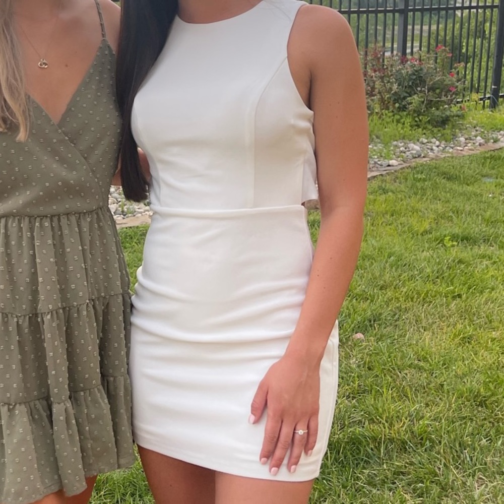 Lulu's white mini dress with tie back